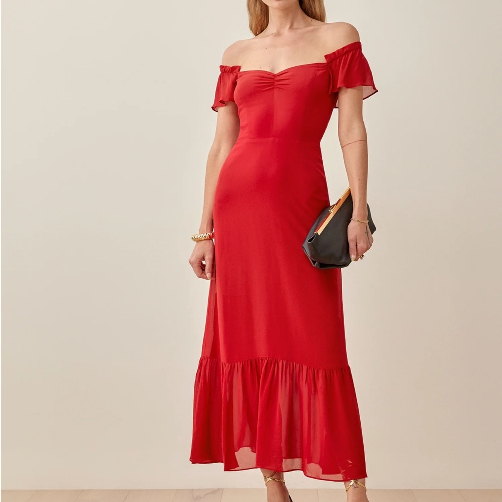 Reformation Butterfly Dress Red Size 4, Good Condition - Picture 4 of 4